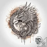 Aztec feathered serpent (quetzalcoatl), artis… – tattoo sketch (№1753979844_0, 31.07.2025 16:37) — tattoovalue.net