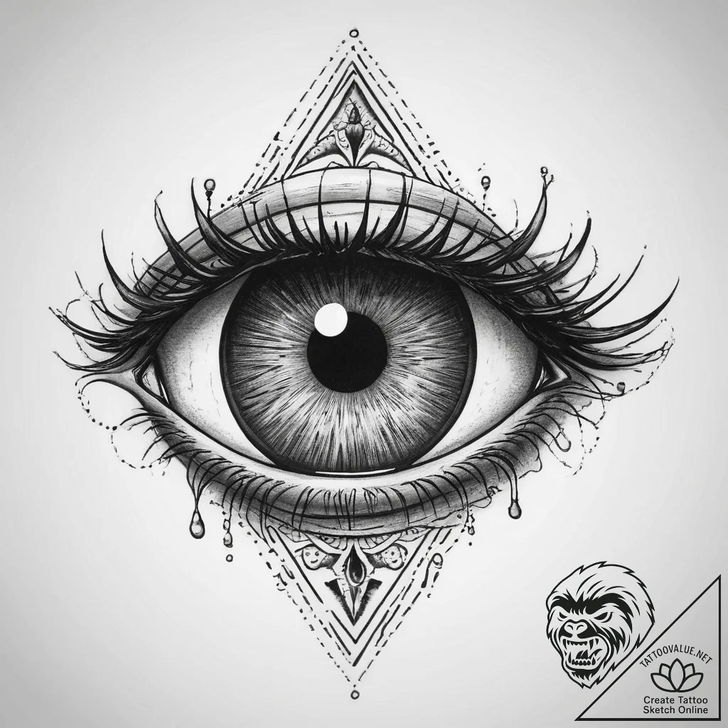 Tattoo design a stylized monster's eye peerin... - tattoo sketch (№1753980049_0, 31.07.2025 16:40) — tattoovalue.net