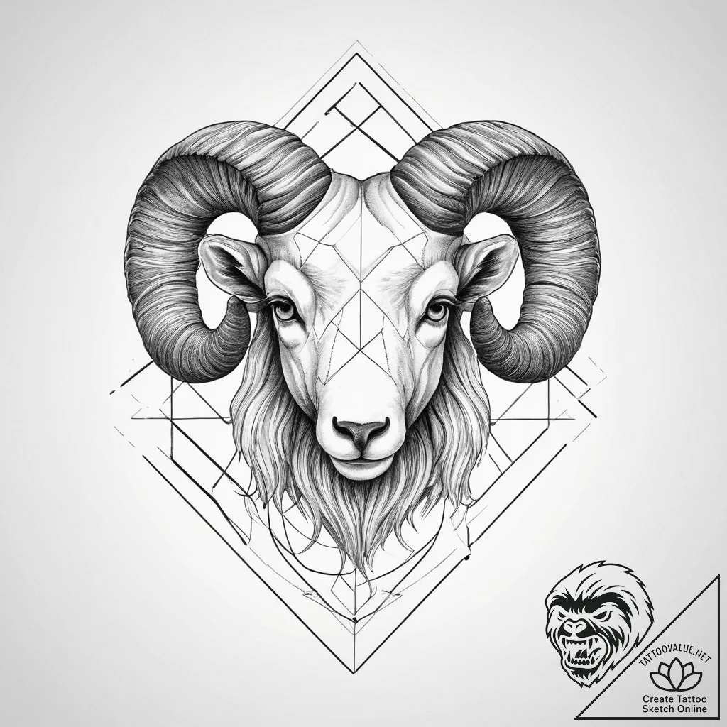 Tattoo sketch an aries ram's head composed of... - tattoo sketch (№1753980450_0, 31.07.2025 16:47) — tattoovalue.net