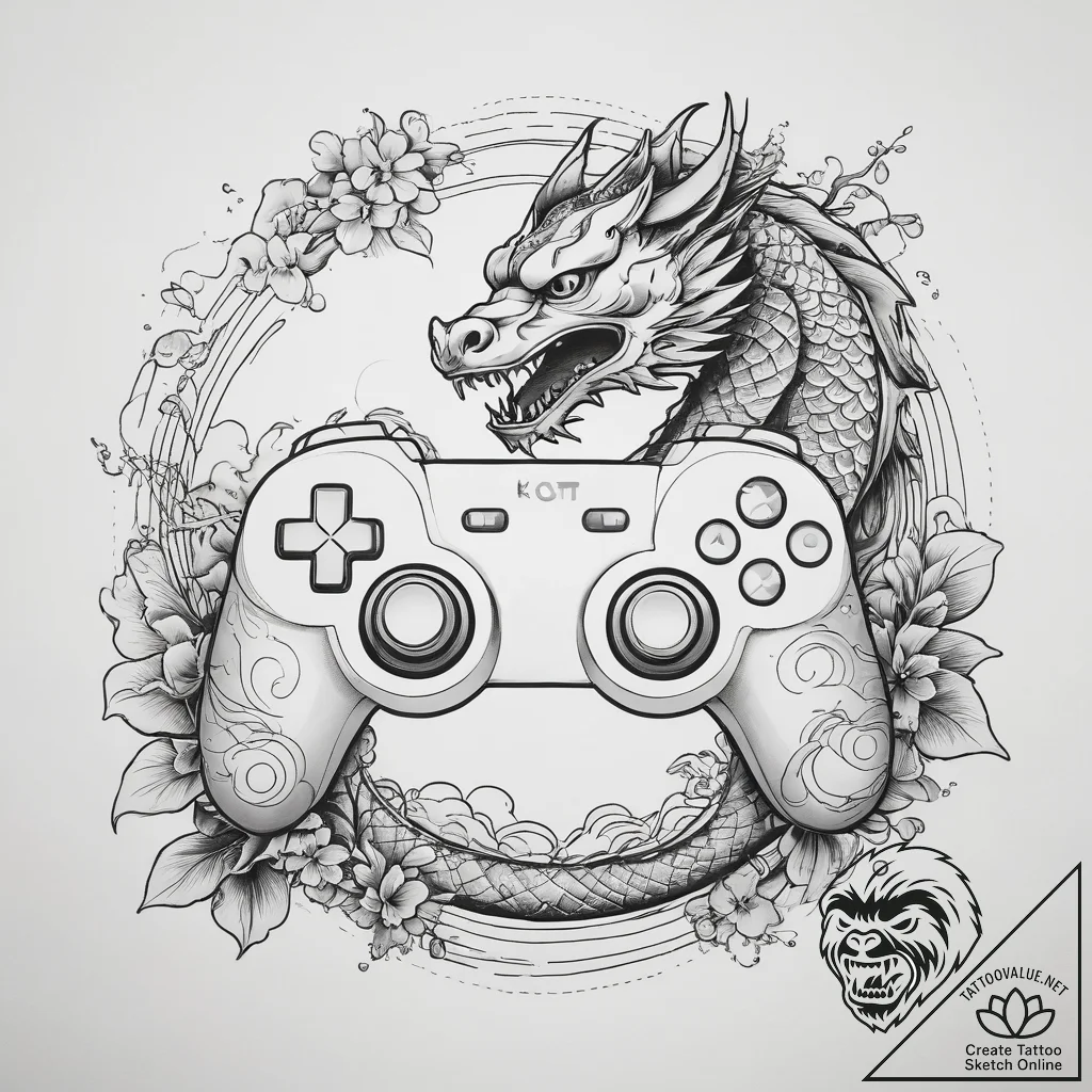 Tattoo sketch a gamepad d-pad with directions... - tattoo sketch (№1753980510_0, 31.07.2025 16:48) — tattoovalue.net