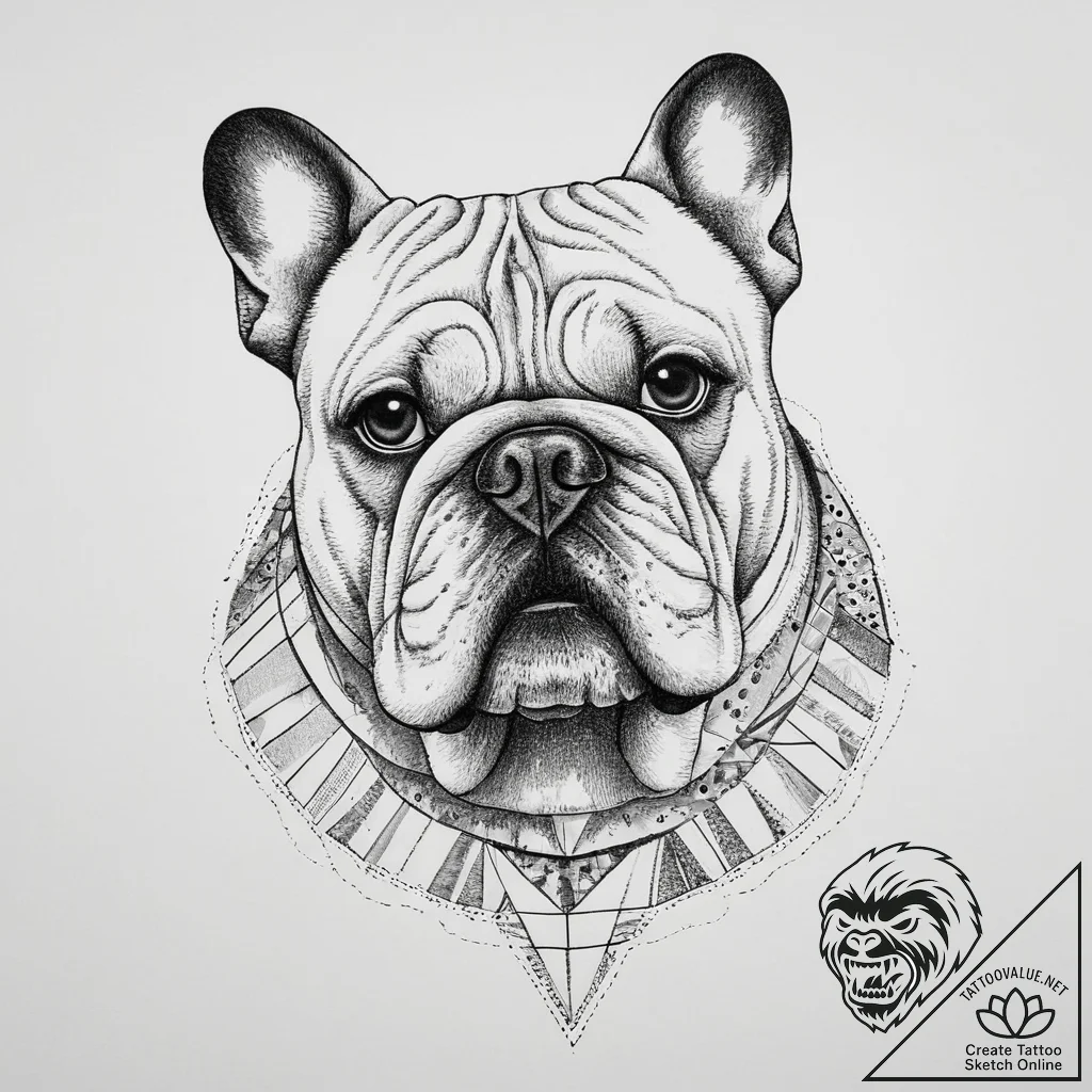 Bulldog, ink illustration for tattoo, black a... - tattoo sketch (№1753981437_0, 31.07.2025 17:03) — tattoovalue.net