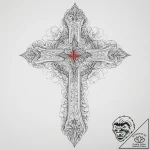 Inverted cross, tattoo line art, black and re… – tattoo sketch (№1753983472_0, 31.07.2025 17:37) — tattoovalue.net
