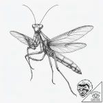 A praying mantis in a martial arts pose, tatt… – tattoo sketch (№1753983677_0, 31.07.2025 17:41) — tattoovalue.net