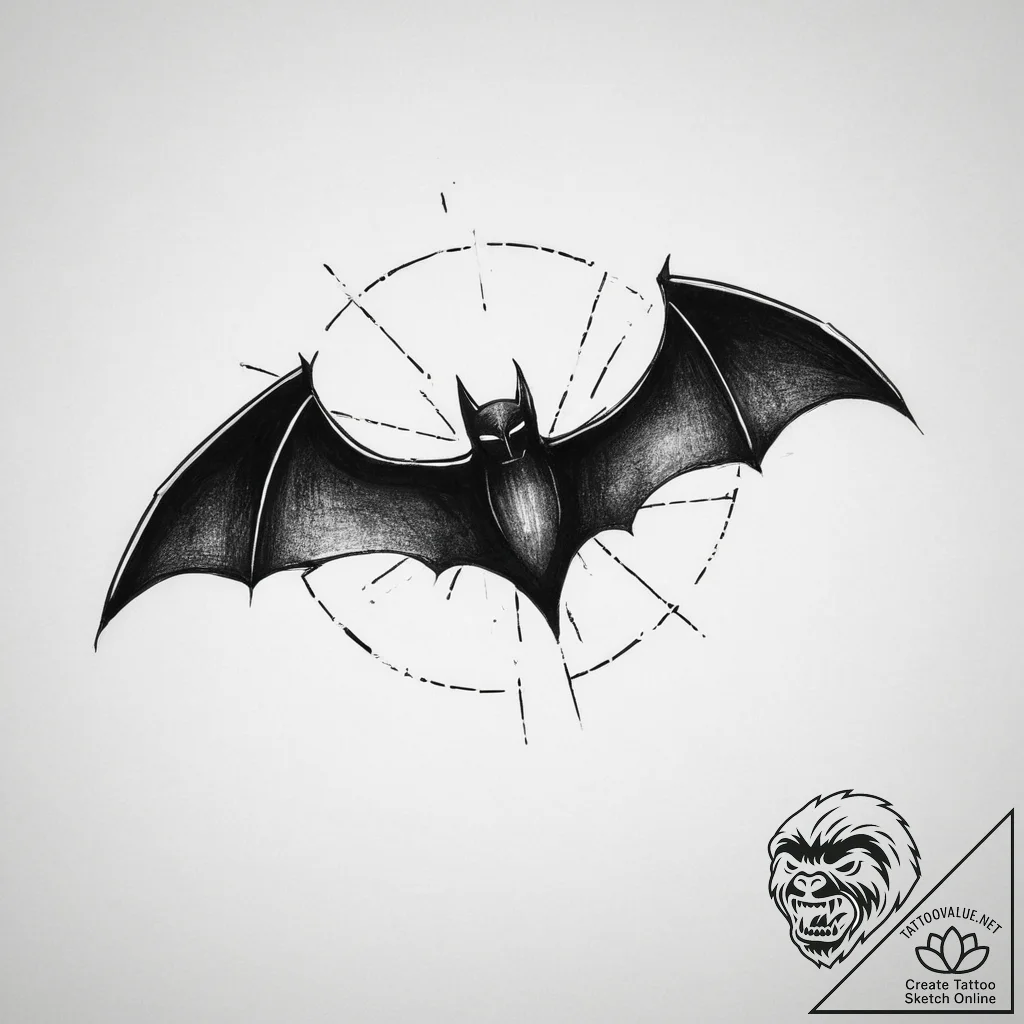 The bat-signal, concept art for tattoo, on a... - tattoo sketch (№1753983879_0, 31.07.2025 17:44) — tattoovalue.net