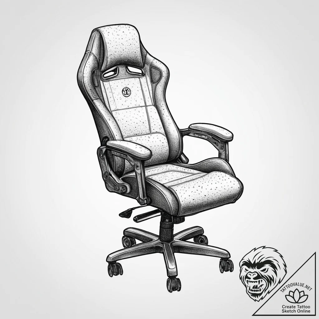 Tattoo sketch a stylized gamer chair with erg... - tattoo sketch (№1753984080_0, 31.07.2025 17:48) — tattoovalue.net