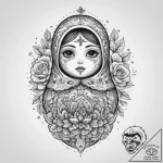 Matryoshka doll, concept art for tattoo, dotw… – tattoo sketch (№1753985106_0, 31.07.2025 18:05) — tattoovalue.net