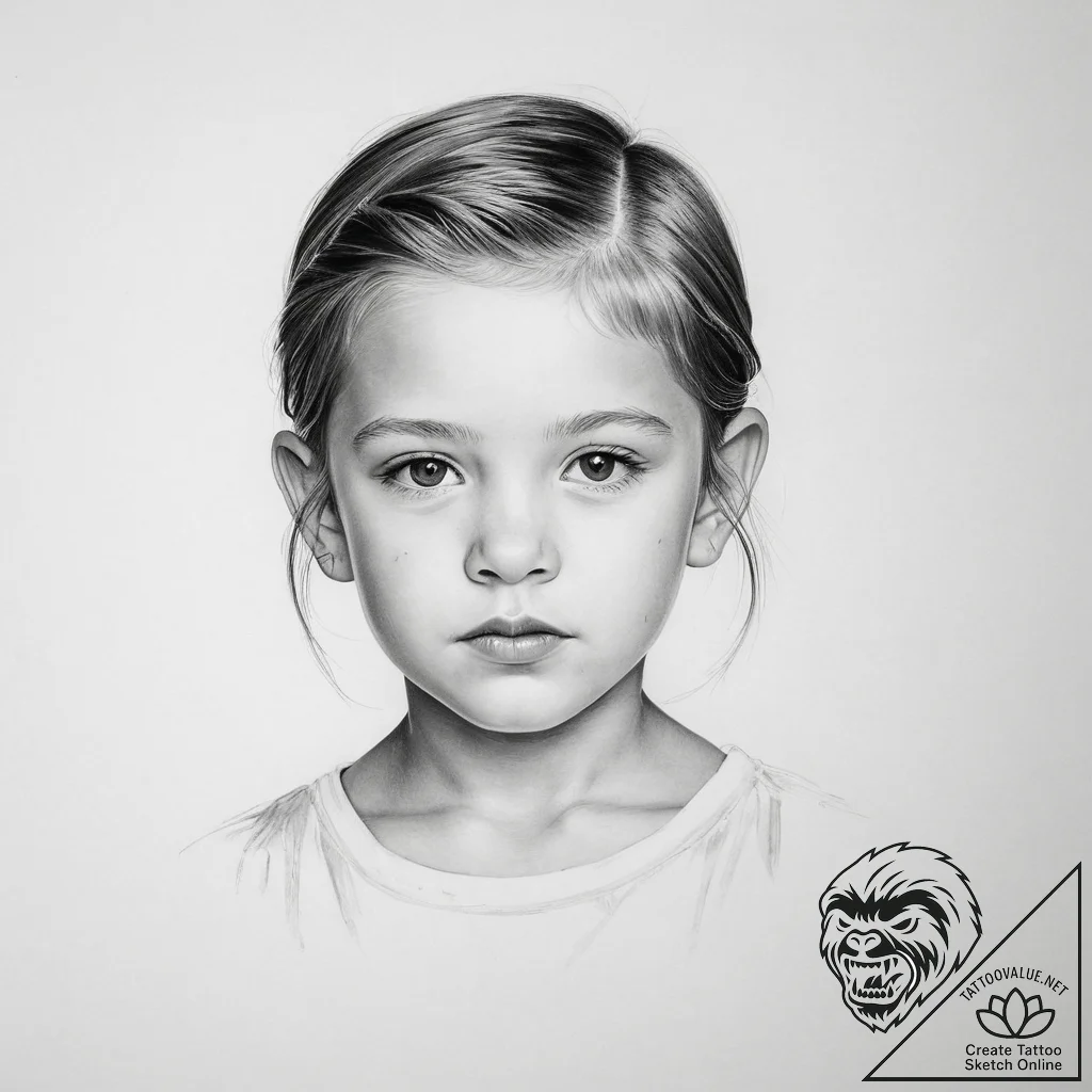 Child's portrait - tattoo sketch (№1753985513_0, 31.07.2025 18:11) — tattoovalue.net