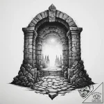 Tattoo sketch a fantasy dungeon entrance with… – tattoo sketch (№1753986755_0, 31.07.2025 18:32) — tattoovalue.net