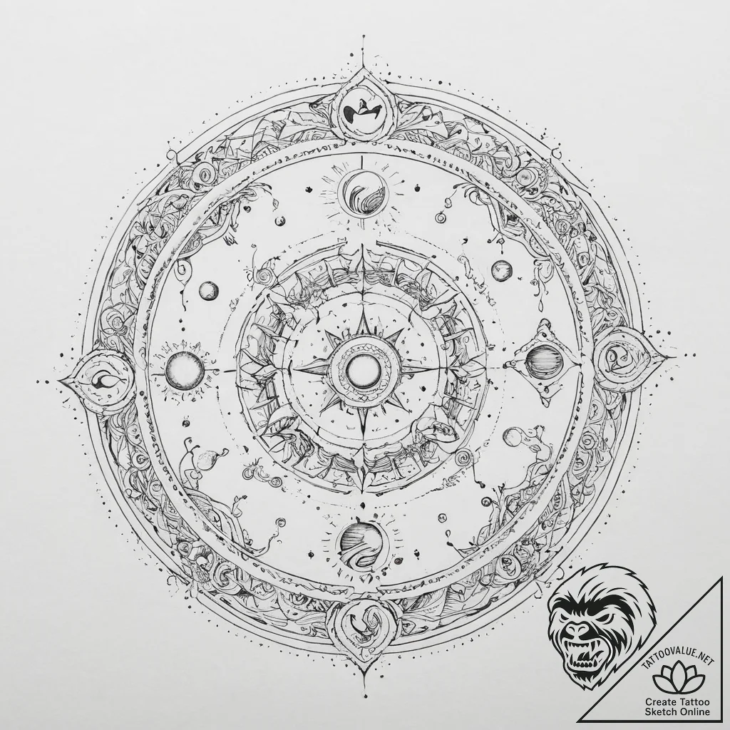 Tattoo sketch a delicate line connecting a zo... - tattoo sketch (№1753987756_0, 31.07.2025 18:49) — tattoovalue.net