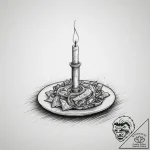 A candlelit dinner for one in a dimly lit roo… – tattoo sketch (№1753988765_0, 31.07.2025 19:06) — tattoovalue.net