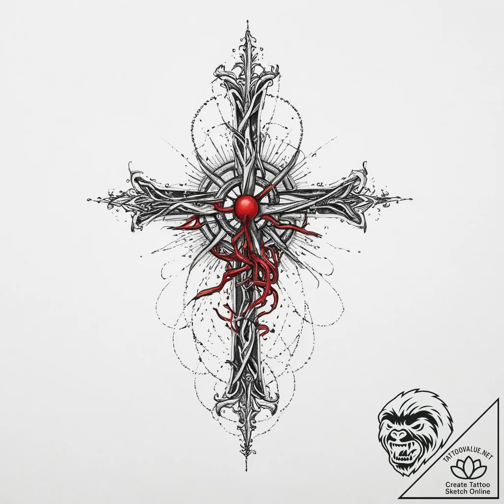 Neuron, tattoo drawing outline, black and red... - tattoo sketch (№1753988965_0, 31.07.2025 19:09) — tattoovalue.net