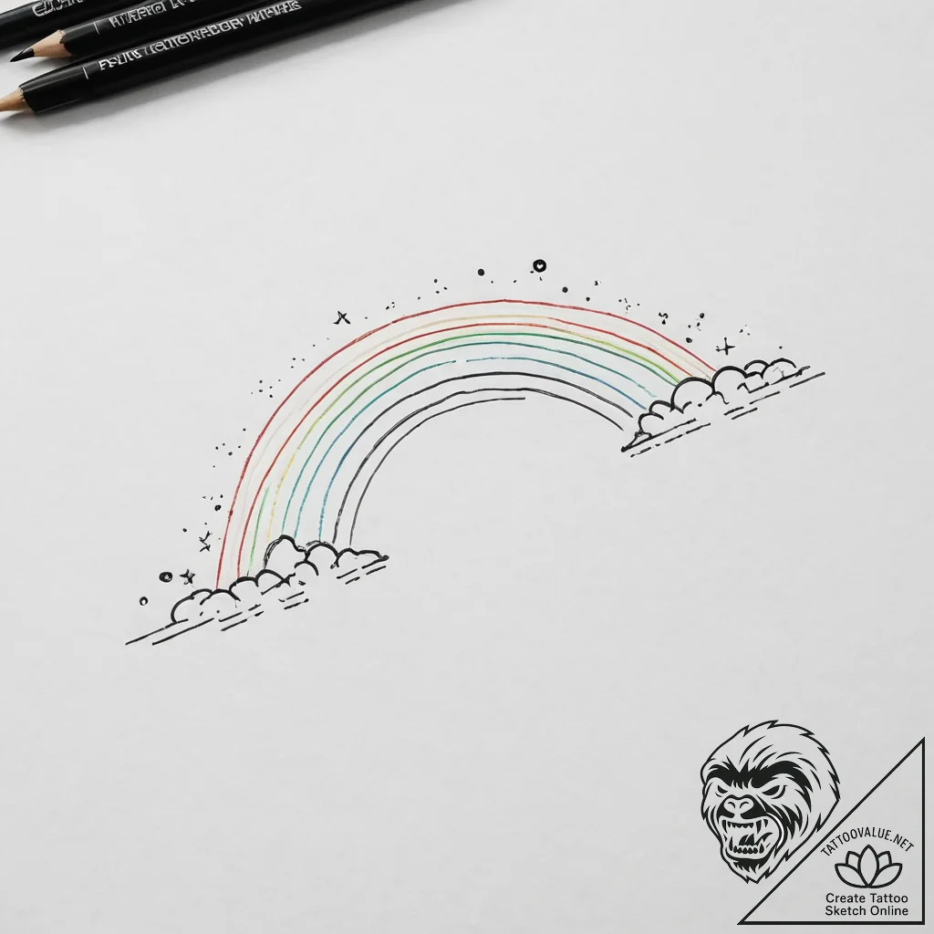 Tattoo sketch a vibrant rainbow effect on a m... - tattoo sketch (№1753989167_0, 31.07.2025 19:12) — tattoovalue.net