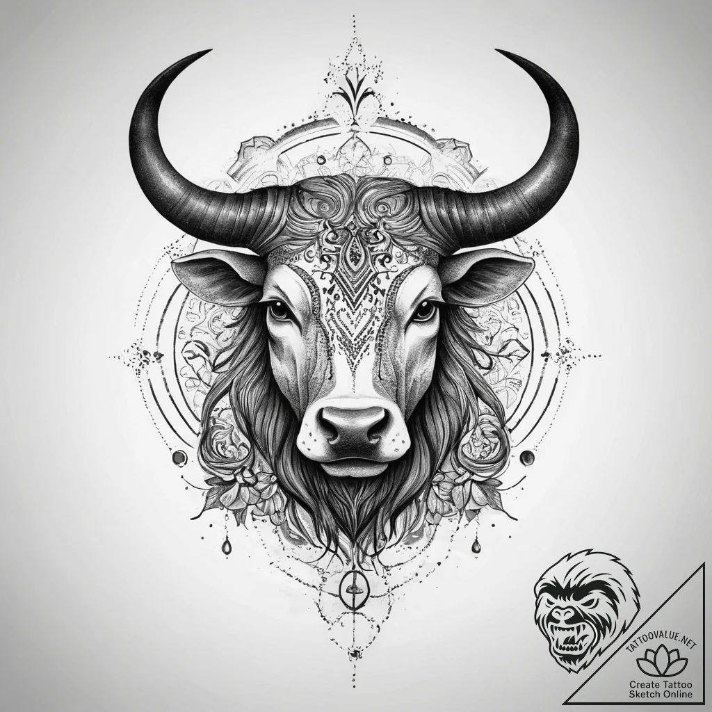 Tattoo design a zodiac animal with a banner b... - tattoo sketch (№1753989366_0, 31.07.2025 19:16) — tattoovalue.net