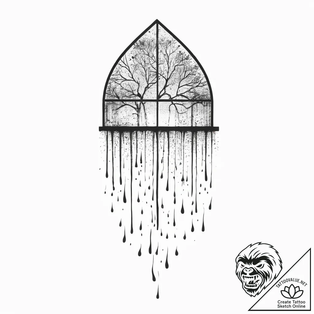 Tattoo design a delicate rain-streaked window... - tattoo sketch (№1753989565_0, 31.07.2025 19:19) — tattoovalue.net