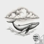 A whale swimming through clouds, tattoo sketc… – tattoo sketch (№1753989763_0, 31.07.2025 19:22) — tattoovalue.net