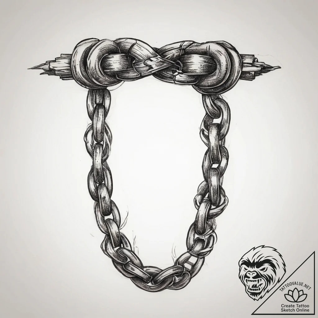 Tattoo sketch a broken chain with one strong,... - tattoo sketch (№1753991376_0, 31.07.2025 19:49) — tattoovalue.net