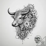 Tattoo design a taurus bull’s body made of in… – tattoo sketch (№1753991773_0, 31.07.2025 19:56) — tattoovalue.net