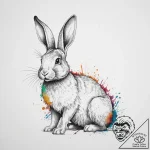 Rabbit, tattoo line art, on a clean white pap… – tattoo sketch (№1753992981_0, 31.07.2025 20:16) — tattoovalue.net