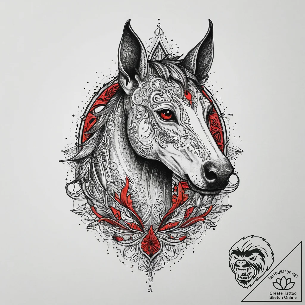 Kelpie, tattoo flash sheet design, on a clean... - tattoo sketch (№1753993378_0, 31.07.2025 20:22) — tattoovalue.net