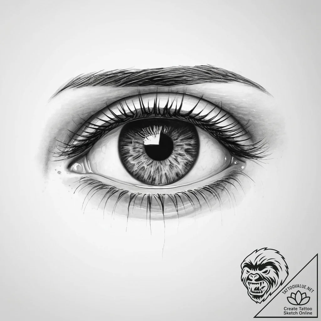 Tattoo sketch a human eye with digital overla... - tattoo sketch (№1753993780_0, 31.07.2025 20:29) — tattoovalue.net