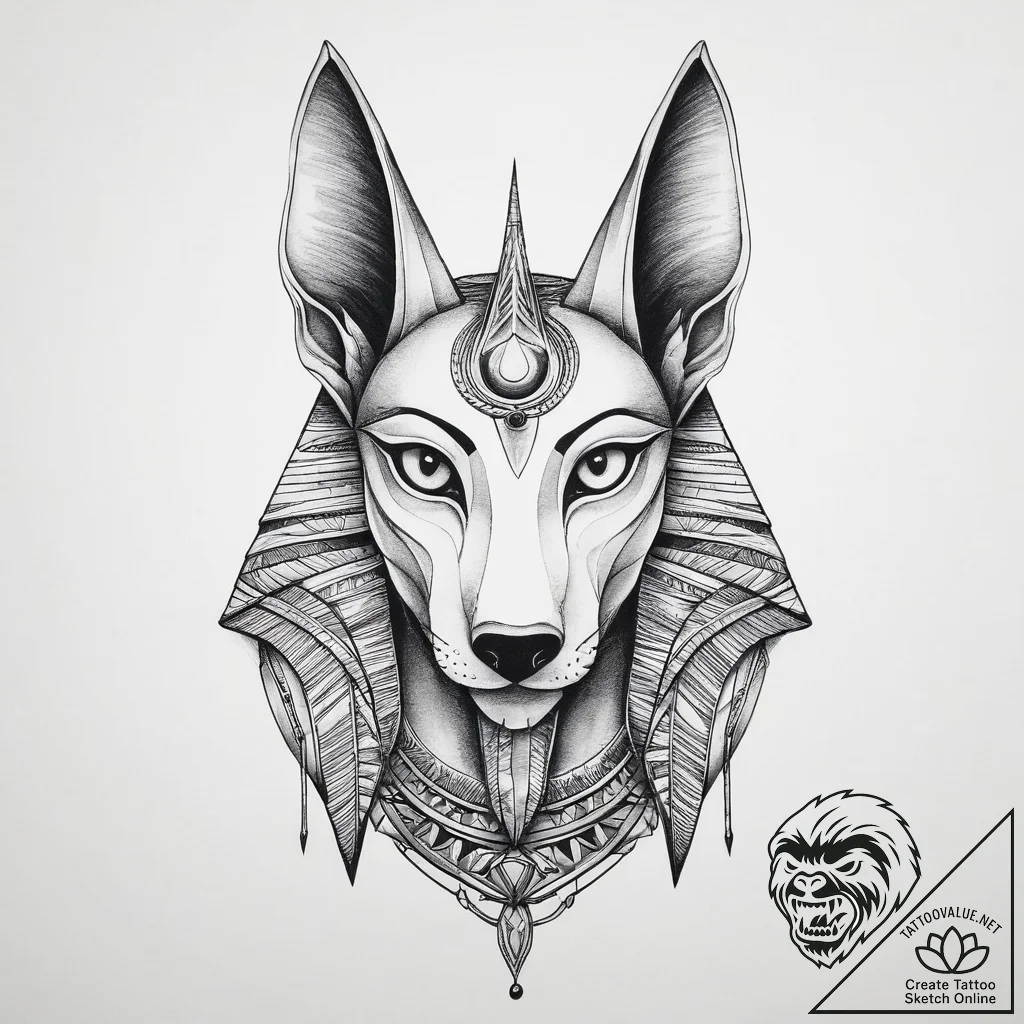 Art deco anubis - tattoo sketch (№1753993979_0, 31.07.2025 20:32) — tattoovalue.net
