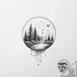Tattoo design a floating bubble with a tiny,… – tattoo sketch (№1753995234_0, 31.07.2025 20:53) — tattoovalue.net