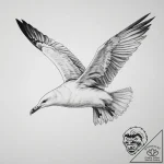 Seagull, tattoo line art, clean lines, crisp… – tattoo sketch (№1753995446_0, 31.07.2025 20:57) — tattoovalue.net