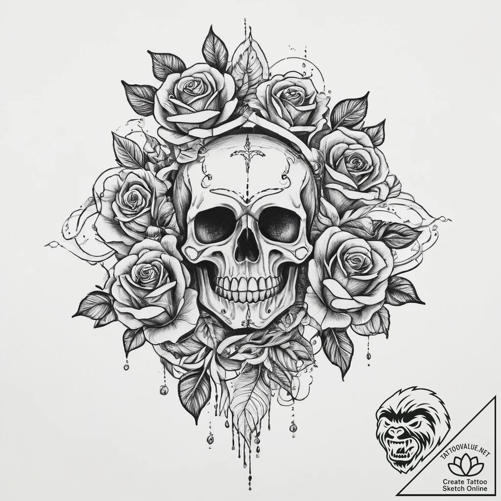 Poseidon, artistic tattoo sketch, bold outlin... - tattoo sketch (№1753997104_0, 31.07.2025 21:25) — tattoovalue.net