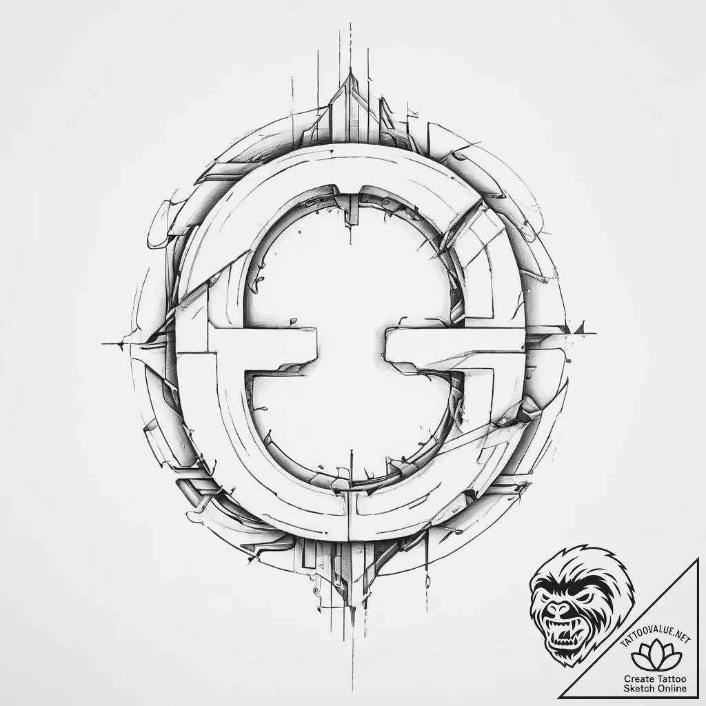 Tattoo sketch a "gg wp" in a sleek, futuristi... - tattoo sketch (№1753997511_0, 31.07.2025 21:31) — tattoovalue.net
