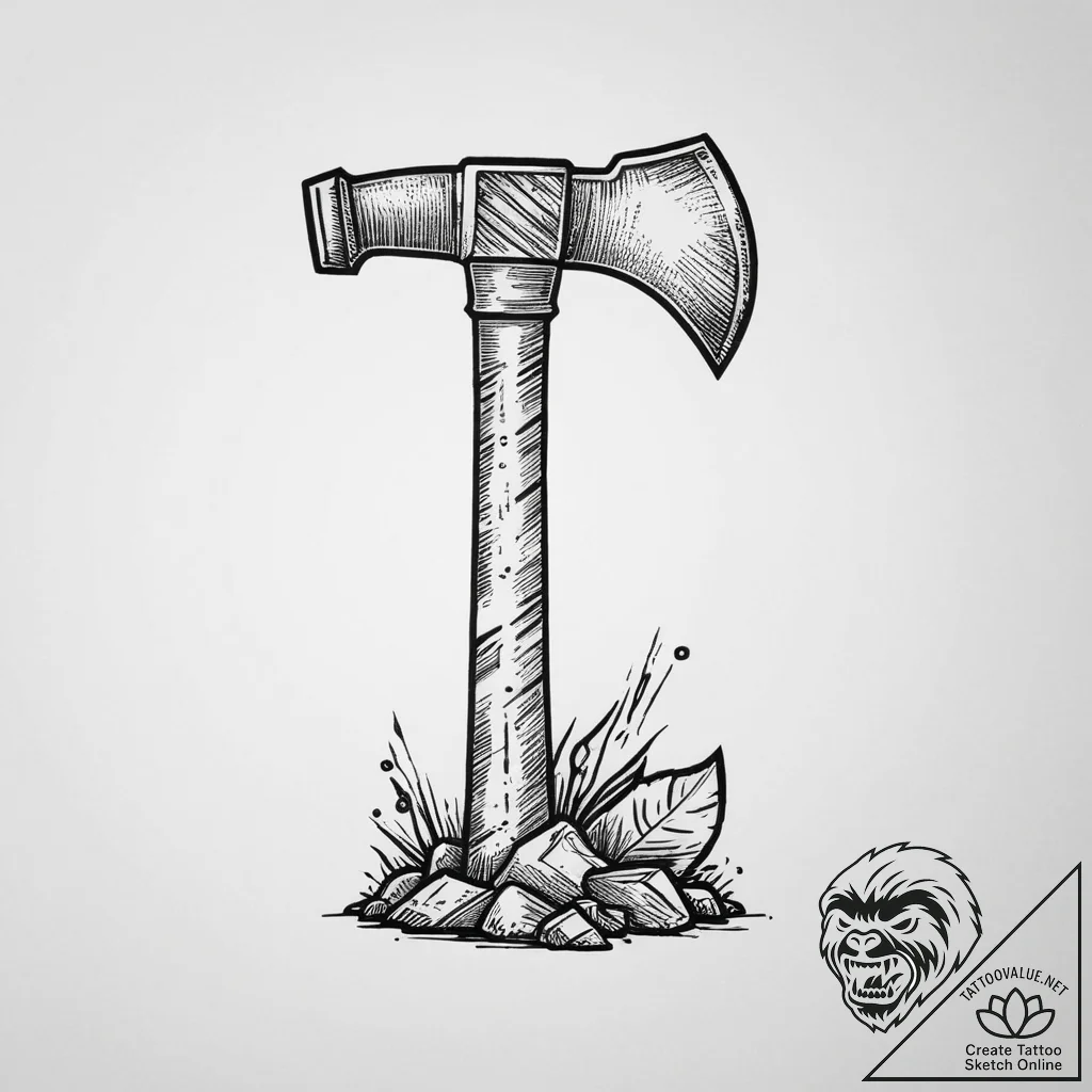 Tattoo design a miner's pickaxe, symbolizing... - tattoo sketch (№1753998114_0, 31.07.2025 21:41) — tattoovalue.net