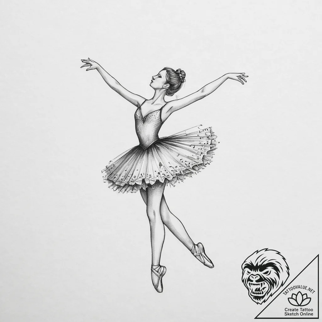A music box with a dancing ballerina - tattoo sketch (№1753999115_0, 31.07.2025 21:58) — tattoovalue.net