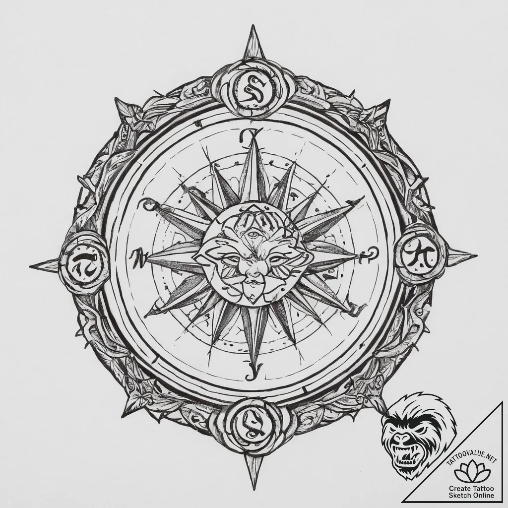Tattoo design a zodiac symbol merged with a h... - tattoo sketch (№1754002445_0, 31.07.2025 22:54) — tattoovalue.net