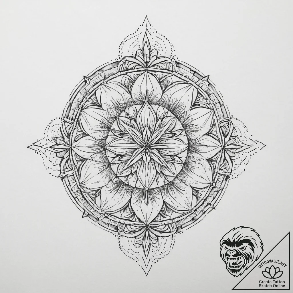 Tulip, ink illustration for tattoo, detailed... - tattoo sketch (№1754002642_0, 31.07.2025 22:57) — tattoovalue.net