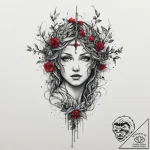Dryad or tree nymph, tattoo drawing outline,… – tattoo sketch (№1754002839_0, 31.07.2025 23:00) — tattoovalue.net
