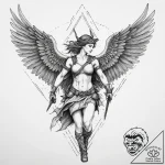 A valkyrie carrying a fallen soldier, tattoo… – tattoo sketch (№1754003035_0, 31.07.2025 23:03) — tattoovalue.net