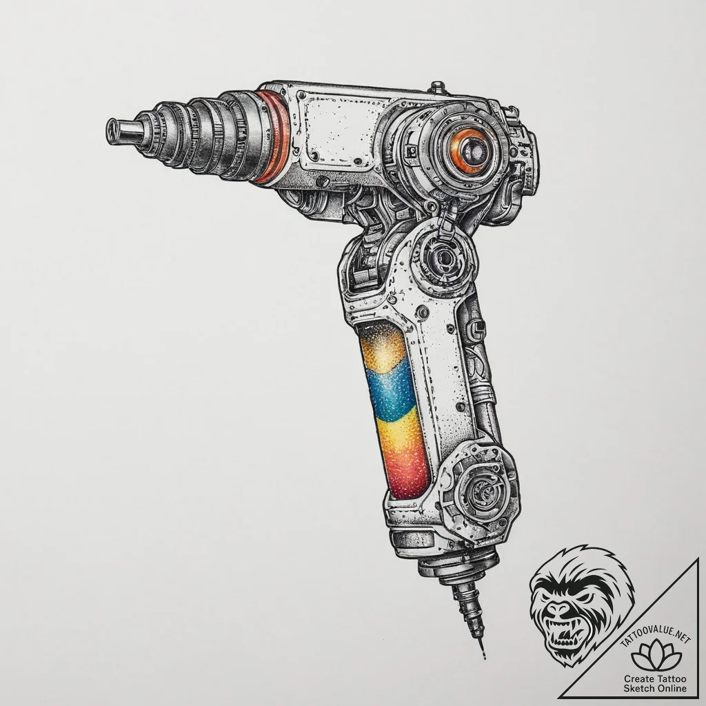 Robotic arm, tattoo sketch design, vibrant co... - tattoo sketch (№1754003429_0, 31.07.2025 23:10) — tattoovalue.net