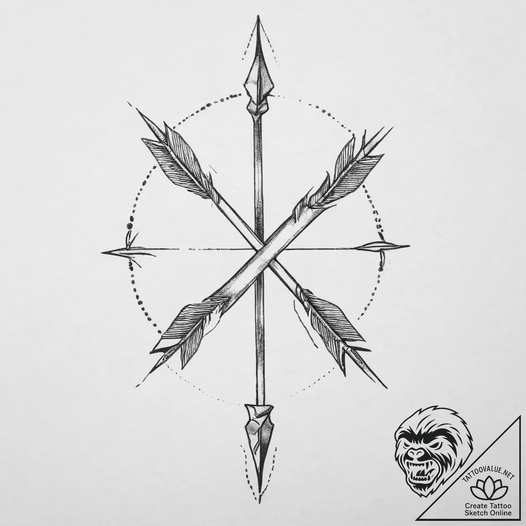 Tattoo sketch sagittarius's arrow glyph, clea... - tattoo sketch (№1754003625_0, 31.07.2025 23:13) — tattoovalue.net