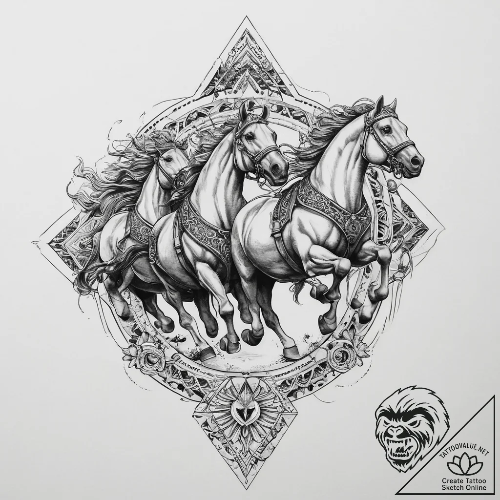 Tattoo sketch: a powerful image of dazhbog's... - tattoo sketch (№1754004608_0, 31.07.2025 23:30) — tattoovalue.net