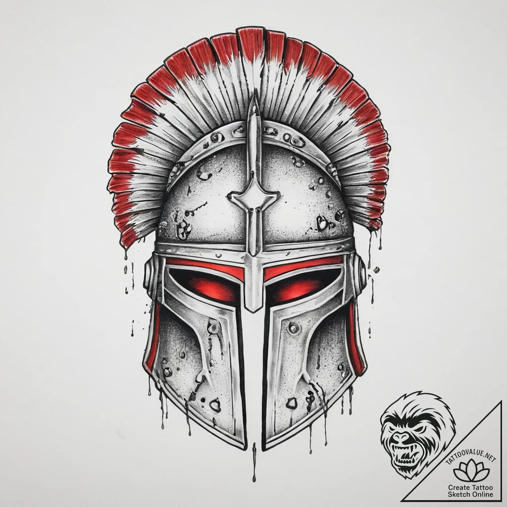 Tattoo sketch a roman centurion's helmet, sym... - tattoo sketch (№1754004807_0, 31.07.2025 23:33) — tattoovalue.net