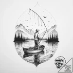 Tattoo design a pixelated character fishing i… – tattoo sketch (№1754006581_0, 01.08.2025 00:03) — tattoovalue.net