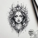 A dark watercolor tattoo of marzanna (morana)… – tattoo sketch (№1754007175_0, 01.08.2025 00:12) — tattoovalue.net