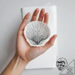 A hand holding a delicate, translucent seashe… – tattoo sketch (№1754008165_0, 01.08.2025 00:29) — tattoovalue.net