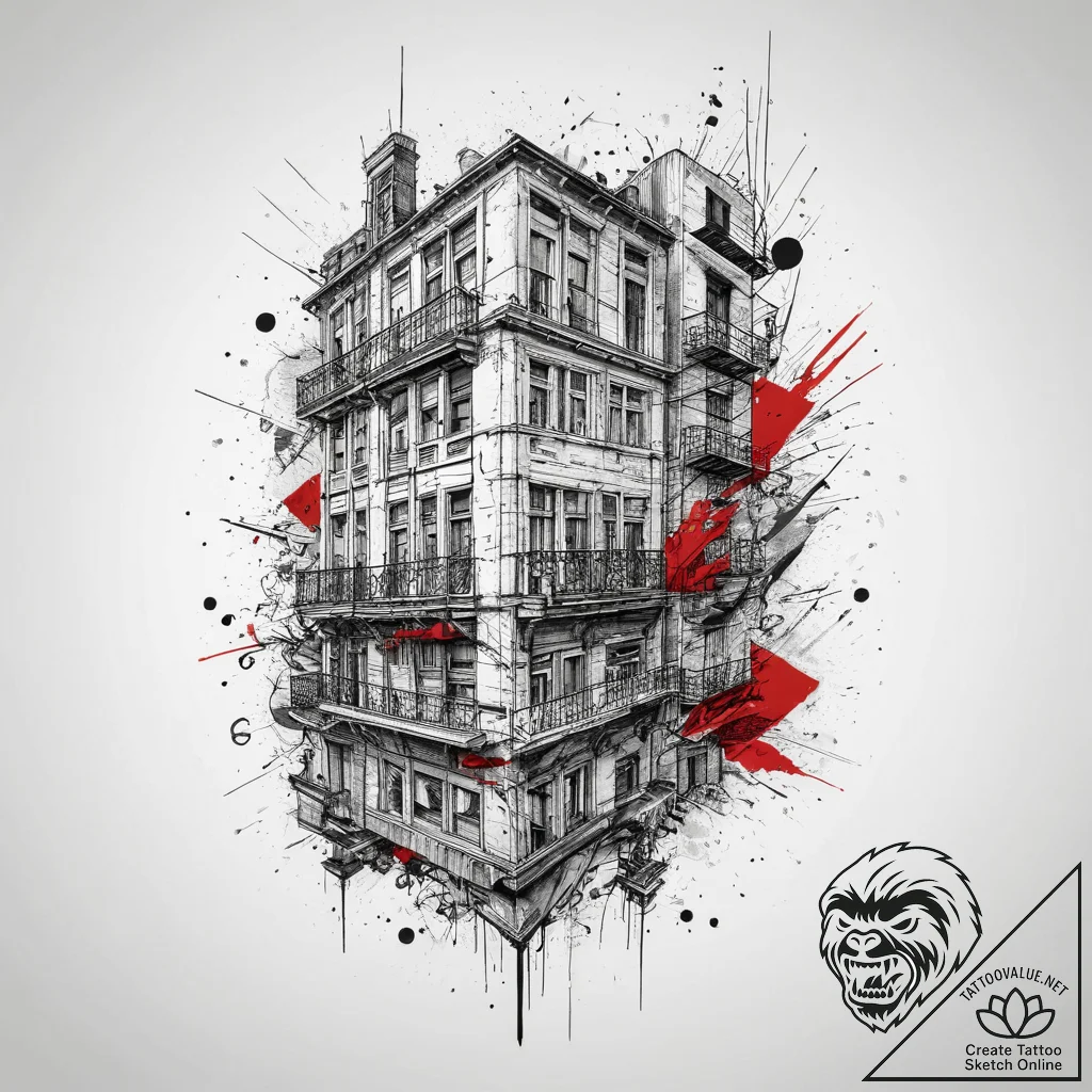A street art mural covering the entire side o... - tattoo sketch (№1754008559_0, 01.08.2025 00:35) — tattoovalue.net