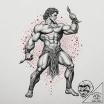 Tattoo design a powerful mythological hero (e… – tattoo sketch (№1754008757_0, 01.08.2025 00:39) — tattoovalue.net