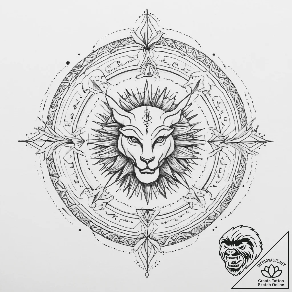 Tattoo sketch a zodiac symbol as a dynamic, a... - tattoo sketch (№1754008954_0, 01.08.2025 00:42) — tattoovalue.net