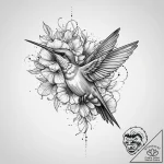 Tattoo design a graceful humming-bird hoverin… – tattoo sketch (№1754009151_0, 01.08.2025 00:45) — tattoovalue.net