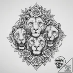 Tattoo design a pair of lion’s or lioness’s h… – tattoo sketch (№1754009744_0, 01.08.2025 00:55) — tattoovalue.net