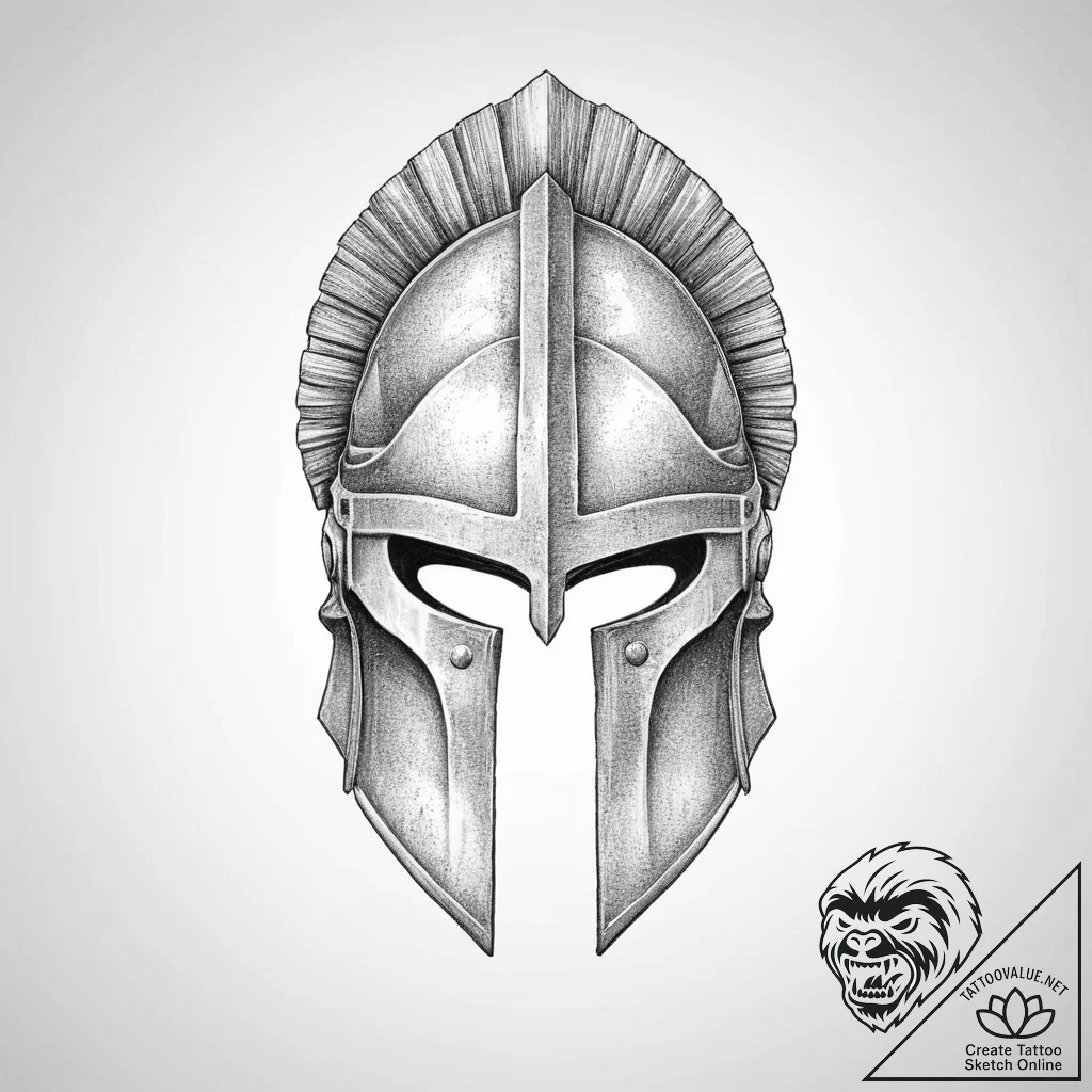 Spartan helmet - tattoo sketch (№1754009942_0, 01.08.2025 00:59) — tattoovalue.net