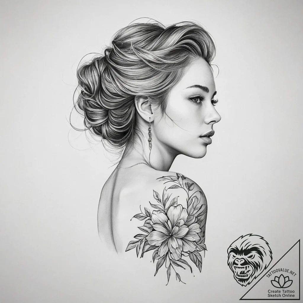 Tattoo design a subtle line accentuating the... - tattoo sketch (№1754010140_0, 01.08.2025 01:02) — tattoovalue.net