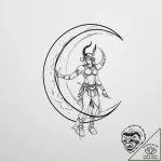 Tattoo design a crescent moon with a warrior’… – tattoo sketch (№1754012512_0, 01.08.2025 01:41) — tattoovalue.net